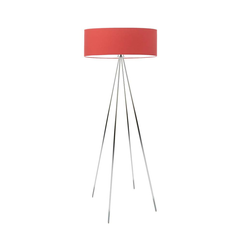 Arnesha 157cm Traditional Floor Lamp, Chrome, Red