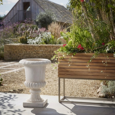 Grands pots de fleurs en forme d'urne, piédestal rustique en imitation pierre MgO pour terrasse et patio