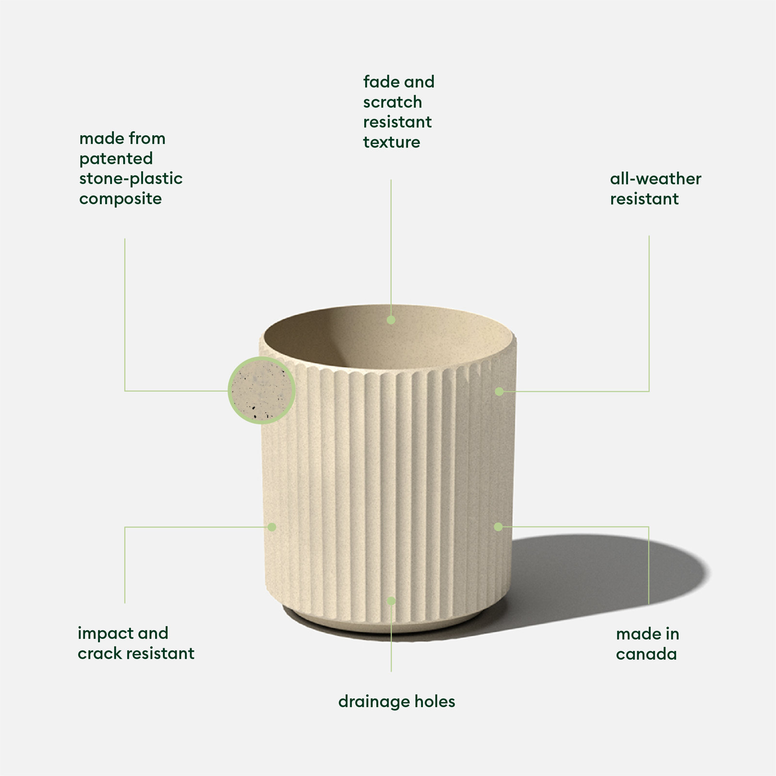 Demi Series Round Planter, 1, Sand, 11.5" H x 10.5" W x 10.5" D