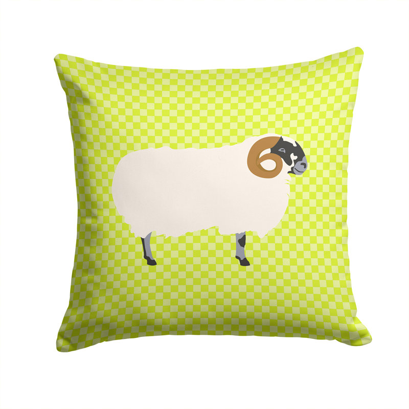 Blackface Sheep Outdoor Throw Pillow, Green, 14" x 14"