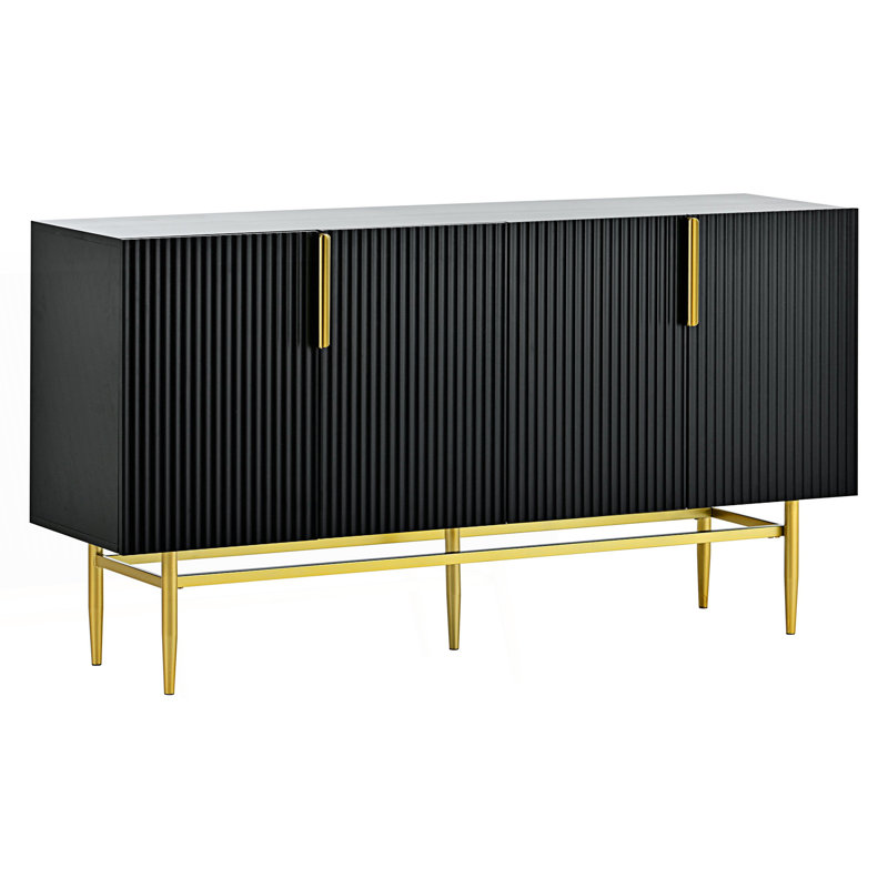 Modern Elegant 4-Door Sideboard, Buffet Cabinet, Black