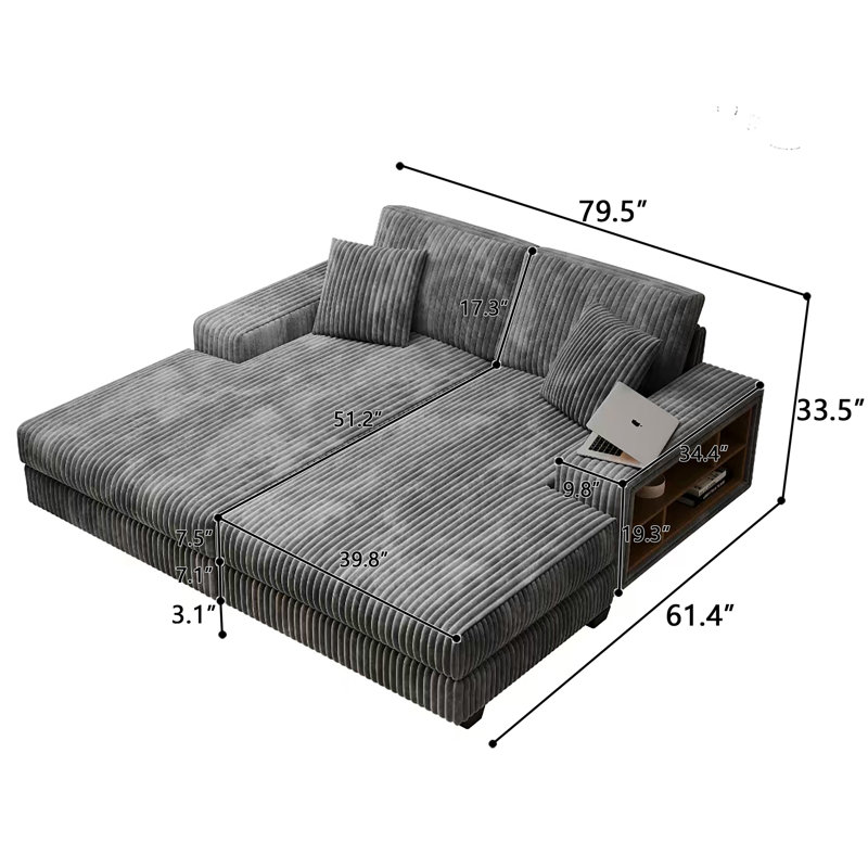 Canapé-lit 79,5 po, Gris