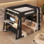 Grand lit superposé en bois avec bureau, deux tablettes de rangement, USB et lumière DEL, noir et gris