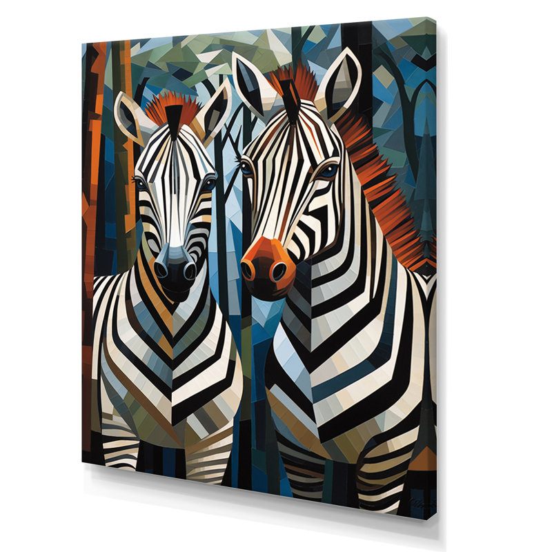 Motif de zèbre noir et blanc dynamique I - art mural zèbre, H 44 po x l 34 po x P 1,5 po