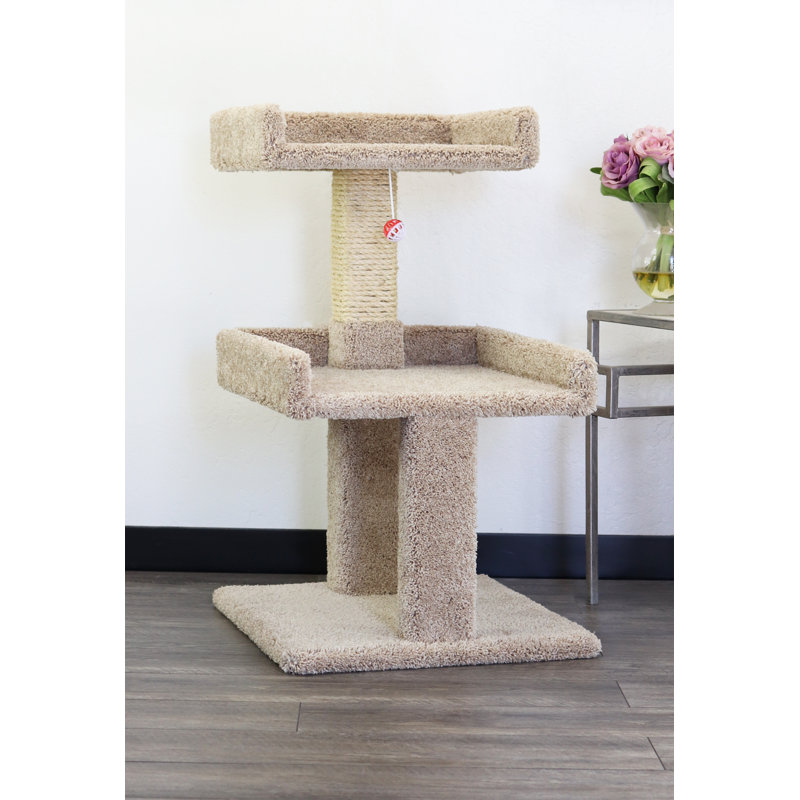 Perchoir en bois massif New Cat Condos pour grands chats et maisons multi-chats, Beige
