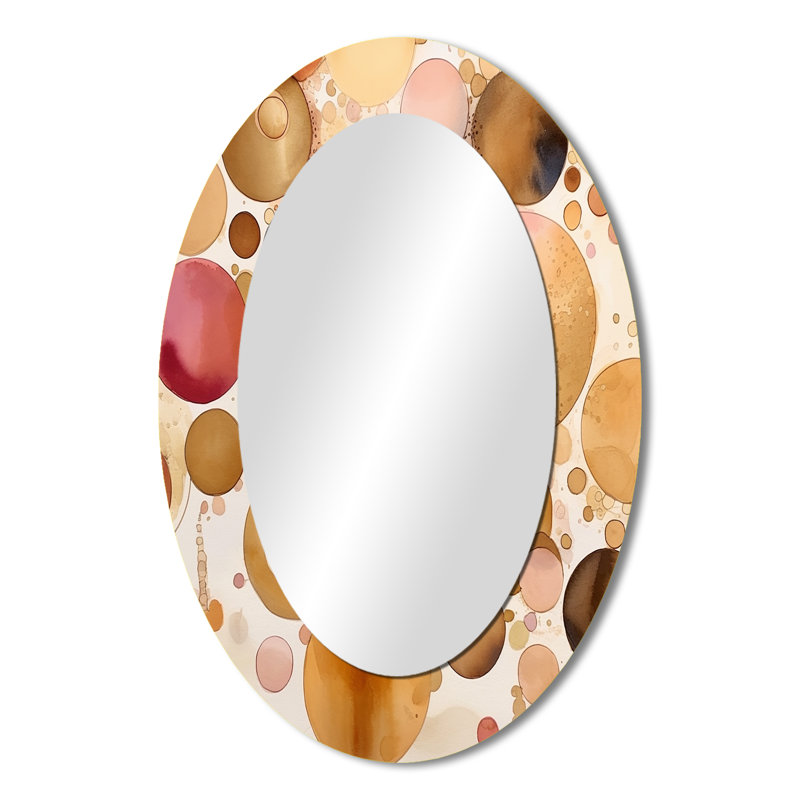 Afternoon Dreams Boho Chic Vintage Pink Gold I - Pink Oval Wall Mirror Decor, 36" x 24"