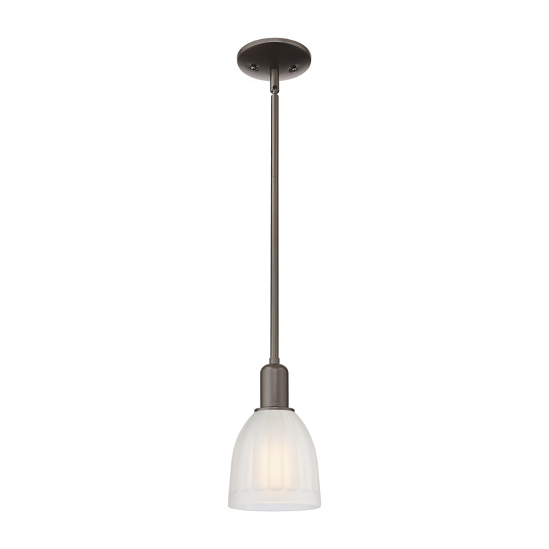 Arcadia - Bentham - Mini-luminaire suspendu 1 tige 6 po - Finition bronze huilé - Abat-jour blanc, Bronze frotté à l'huile