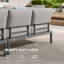 Canapé modulaire de patio en aluminium pour 4 personnes, gris-1224836771