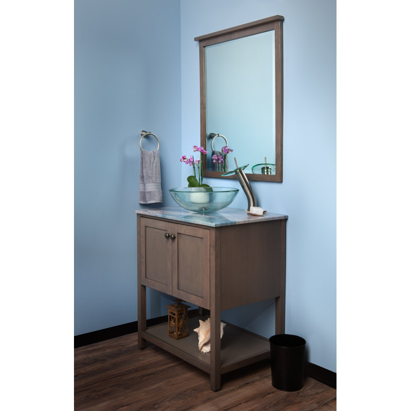 Novatto 16'' Glass Circular Bathroom Sink with Faucet, Brushed Nickel