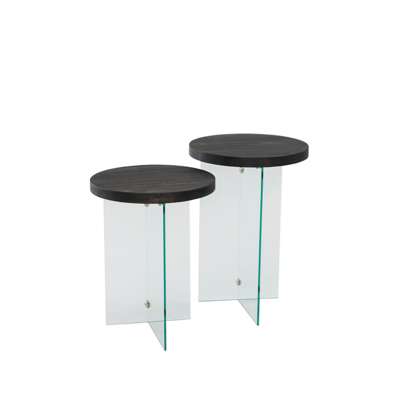 Modern Coffee Table Set (2 Pieces), Anthracite & Transparent, 13.8 x 20.1 x 20.1 inches | 100% Tempered Glass Top with 100% MDF Frame | Sleek Industrial Design, Perfect for Living Room & Contemporary Spaces