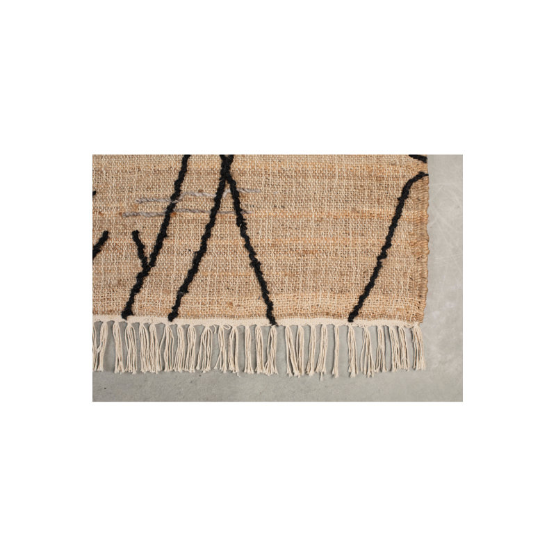 Ishank Abstract Area Rug in Beige/Black, Rectangle 6' x 8'