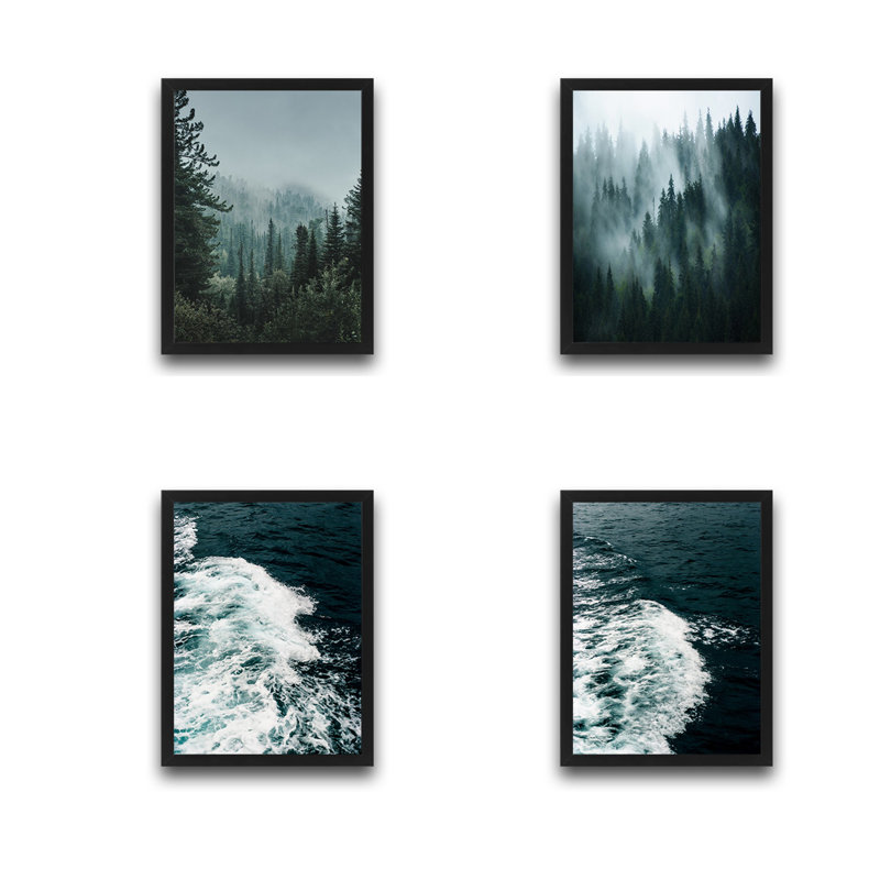Elegant 4-Piece Framed Decorative Painting Set, 11.8 x 15.7 Inches Each | 100% Laminated Board Frame, Paper Artwork | Perfect for Living Room, Bedroom, & Office Decor | Easy Wall Mounting Included