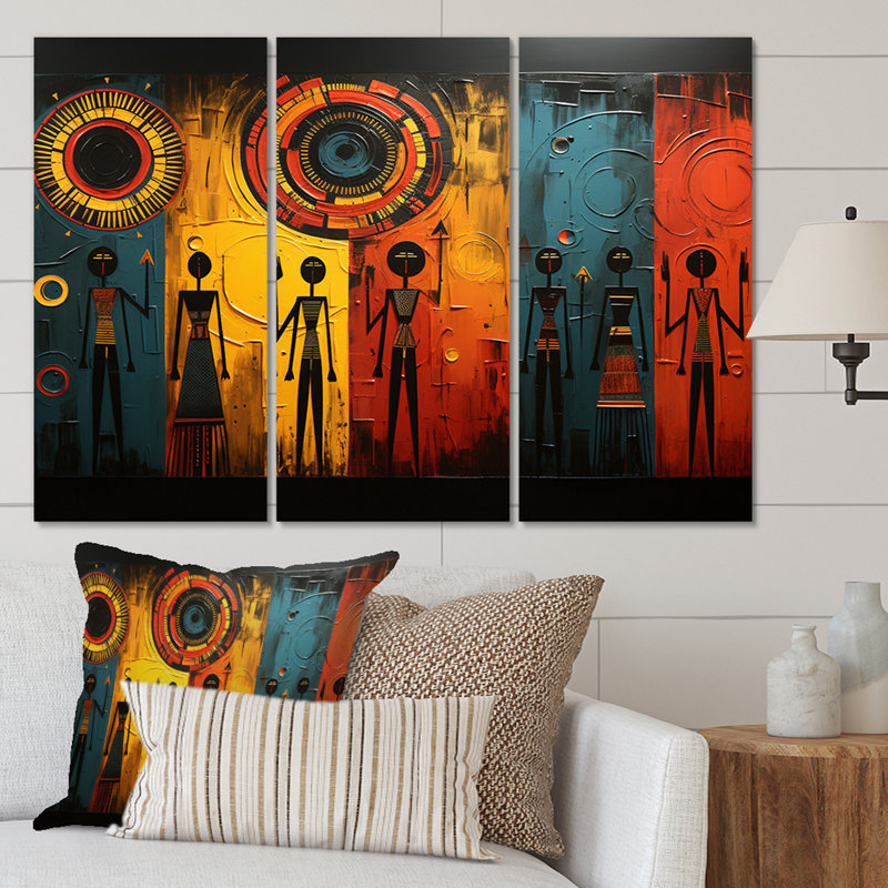«African Tribal Rhythms VII», reproduction sur toile 3 pièces, H 28 po x l 36 po x P 1 po