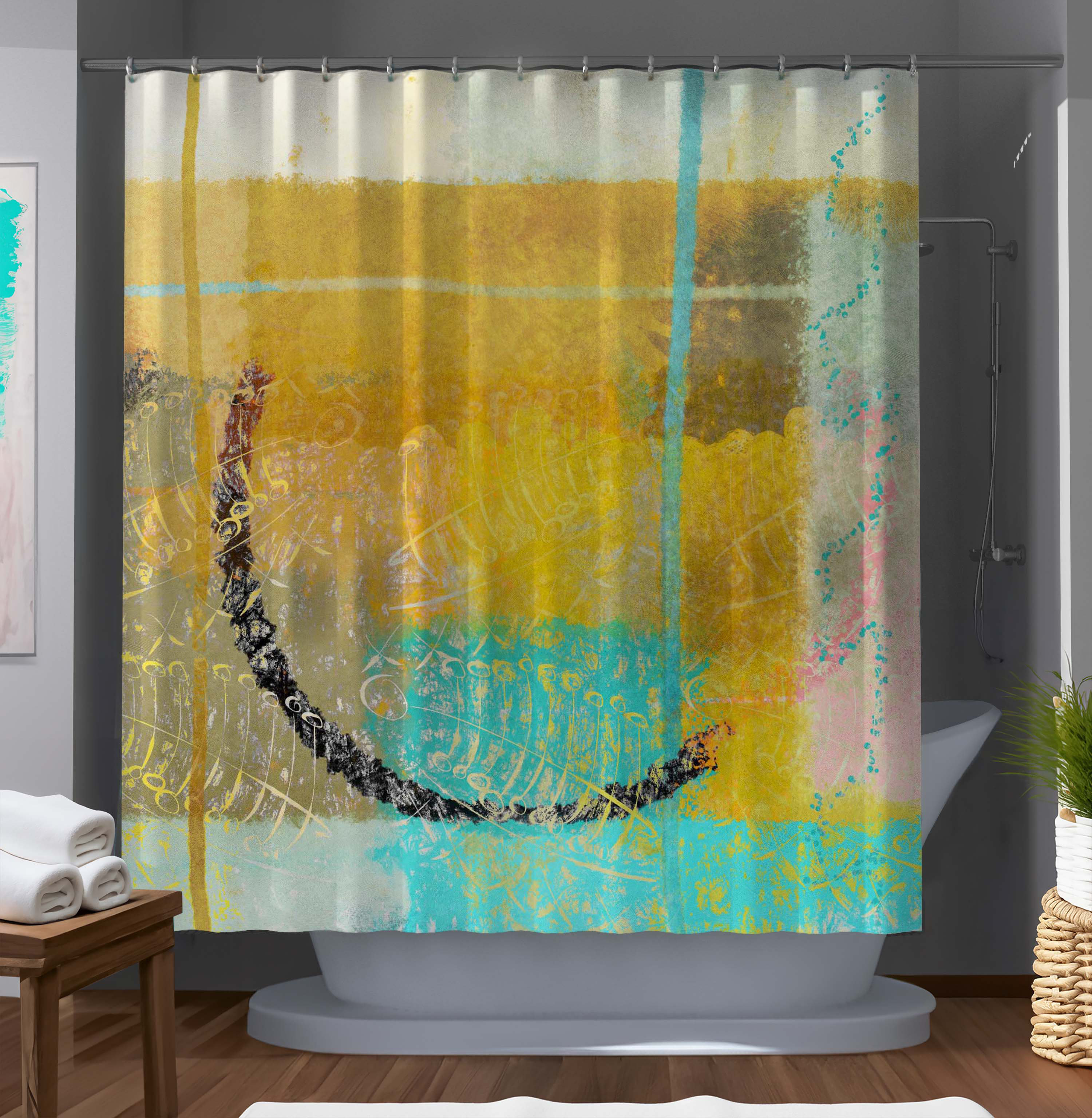 East Urban Home Dioselyn Abstract Shower Curtain | Wayfair