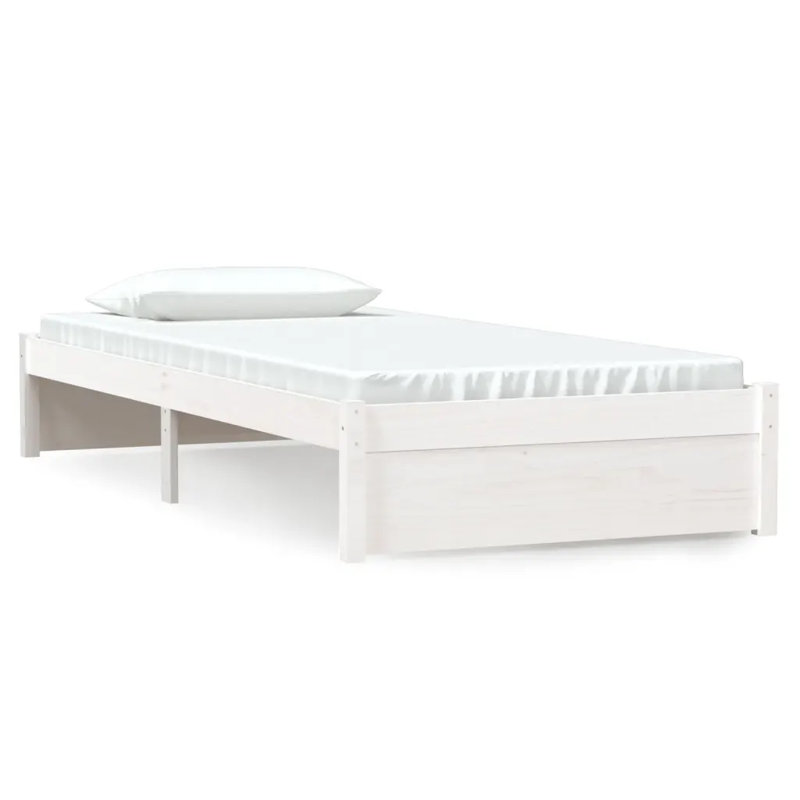 Bed Frame Solid Wood, white, Small Single (2'6')