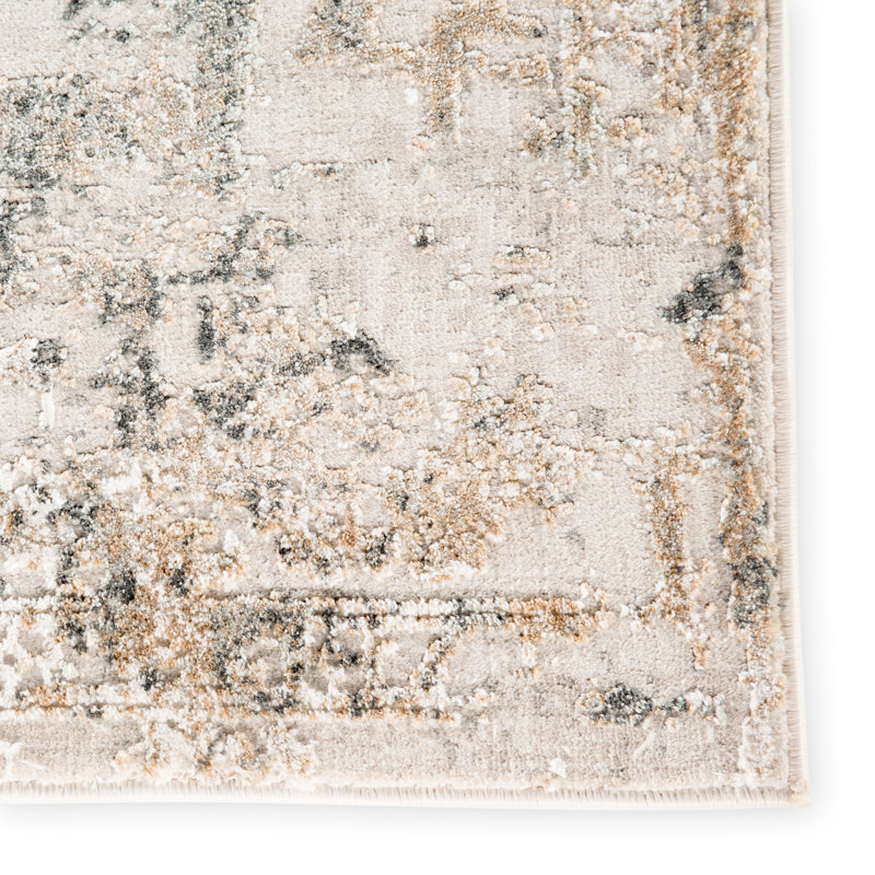 Tapis gris à motif floral Raub, Rectangle 4 pi x 6 pi