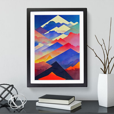 Watercoloured Mountain Landscape No.3 - Framed Print