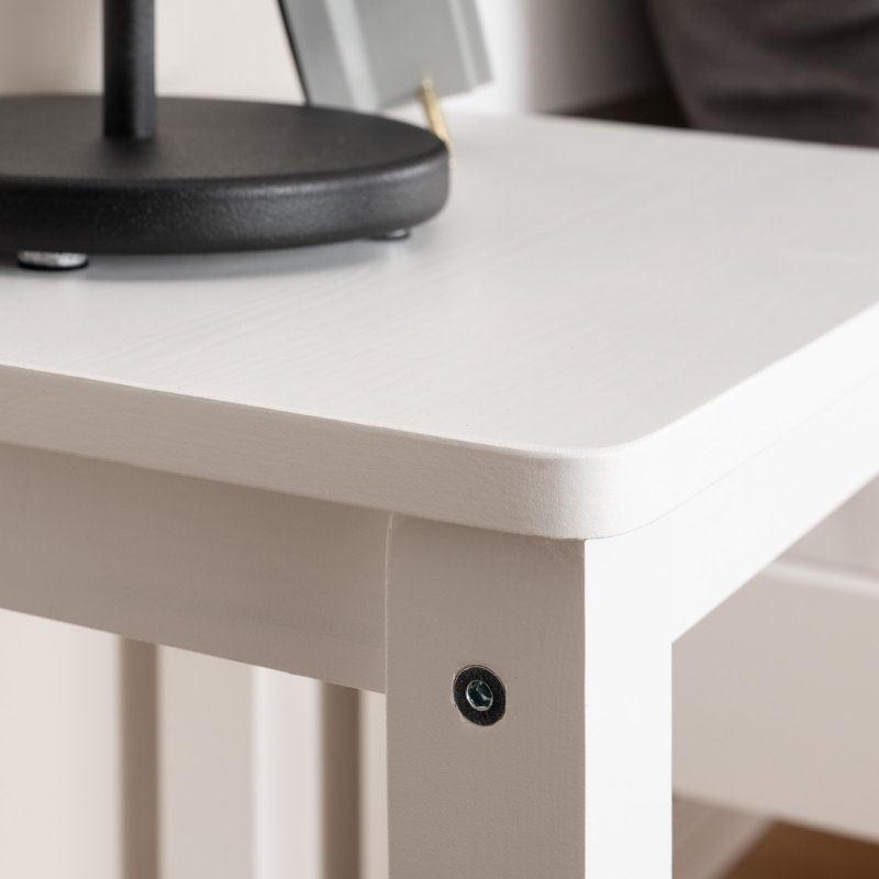 Garbrielle Solid Wood Accent Stool, White