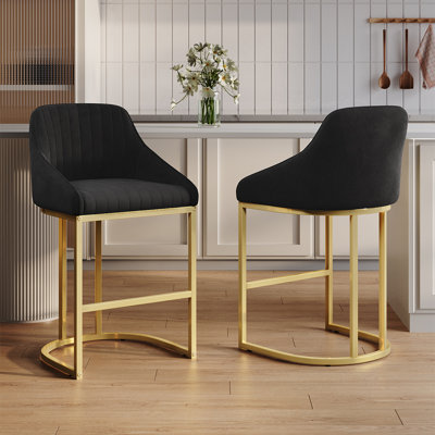 Upholstered Counter Stool with Metal Frame