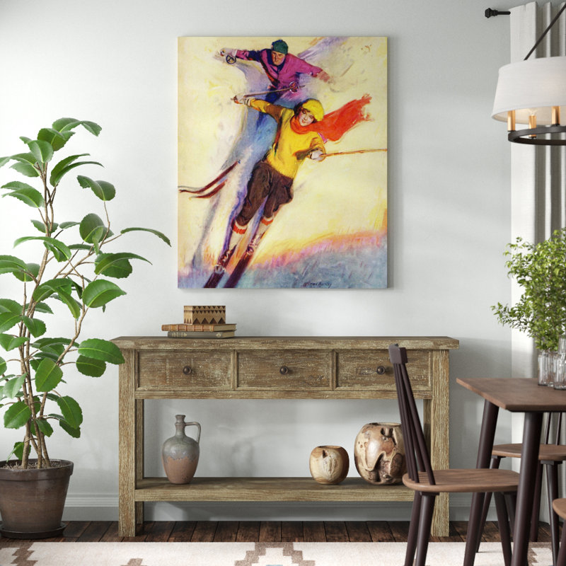 Reproduction d’art sur toile tendue « downhill ski », H 48 po x l 40 po x P 1,5 po