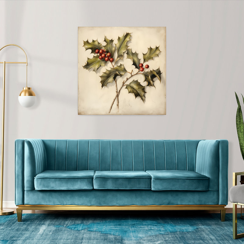 Branches de houx contemporaines avec art des fêtes de Noël, H 36 po x l 36 po