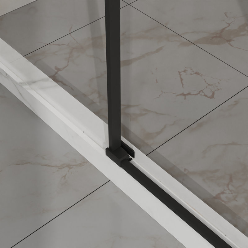 48" W X 72" H Sliding Shower Door, Semi-Frameless, 1/4" Tempered Clear Glass With Easy-Clean Coating, Matte Black Hardware | Gift Idea