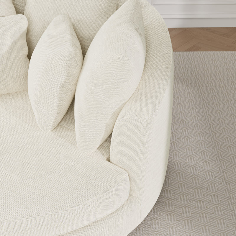 59.8" W Oversized Barrel Chair,Chenille Sofa Chair  With 5 Pillows, Beige