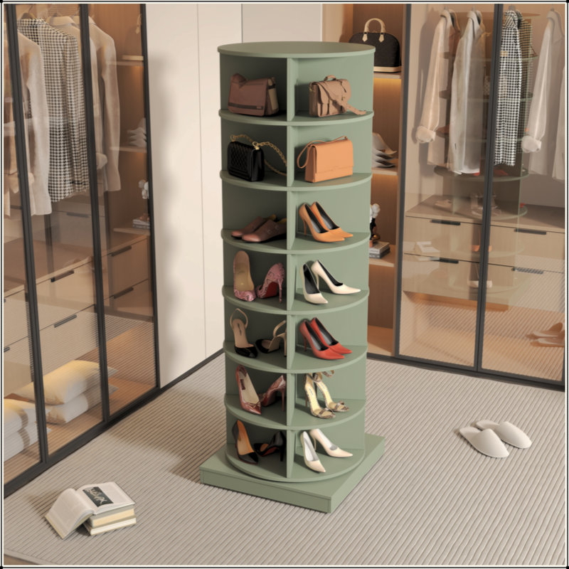 Green 360 Rotating Shoe Cabinet 7 Layers, Green