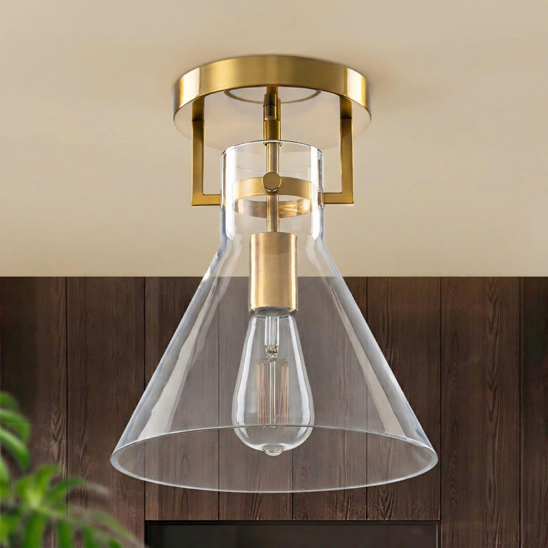 Plafonnier encastré moderne en métal et verre 1 lumière pour couloir Burstyn