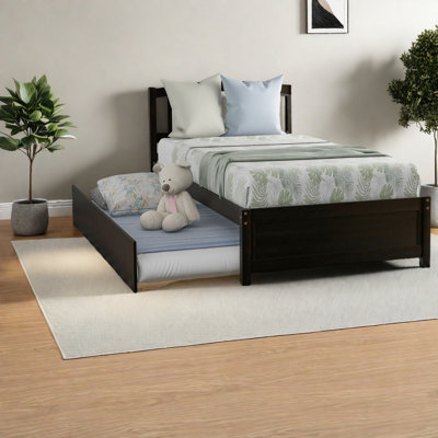 Lits plateforme espresso en bois avec lit gigogne extensible