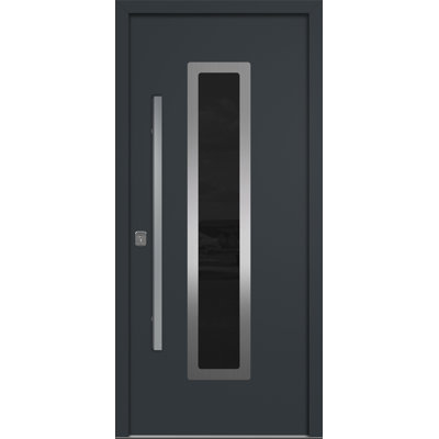 Porte d'entrée extérieure moderne en acier 36 po x 80 po - Inox SI