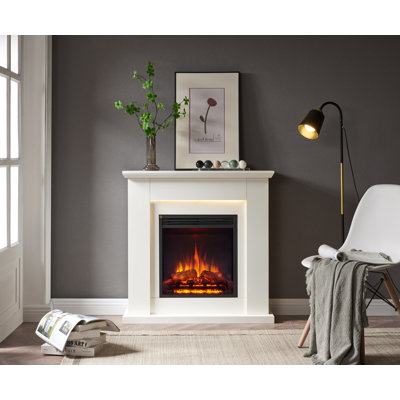 FLAMME Stratford Electric Fireplace with surround and 2kW Fireplace Heater White Multiple Colours Available