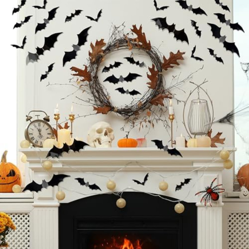 20 pièces de décorations d'Halloween en forme de chauves-souris 3D