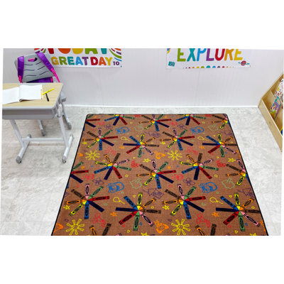 Crayon Scribbles Childrens Yellow/Blue/Pink Area Rug