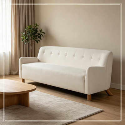 3-seater Upholstered Sofa with Wood Legs