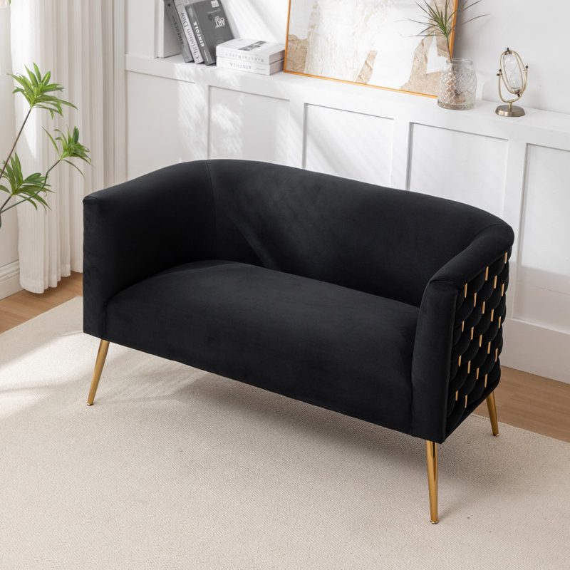 Cristen Upholstered Velvet Loveseat, Black