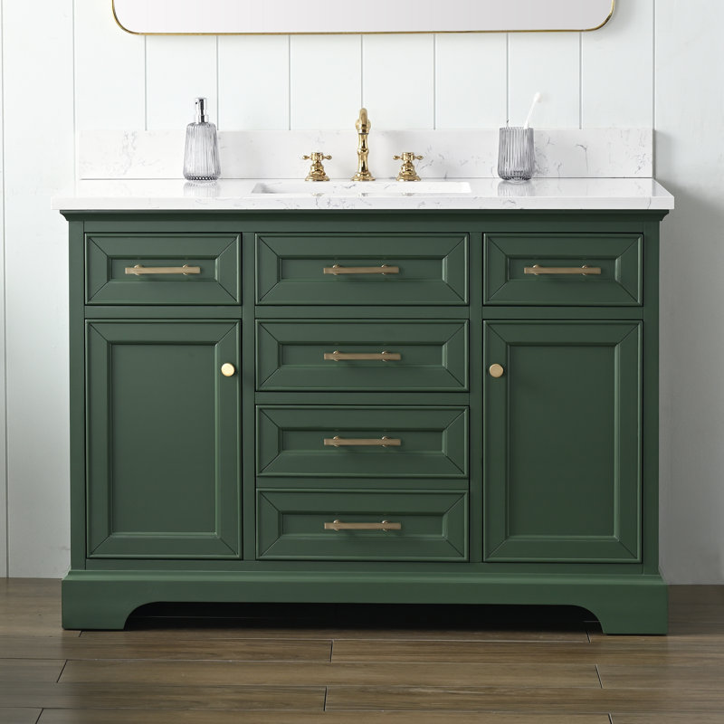 Thompson 48" W Single Vanity, Evergreen/Brushed Gold
