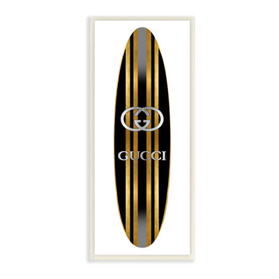 «Sleek Black Stripes Glam Designer Fashion Surfboard» par Madeline Blake - impression