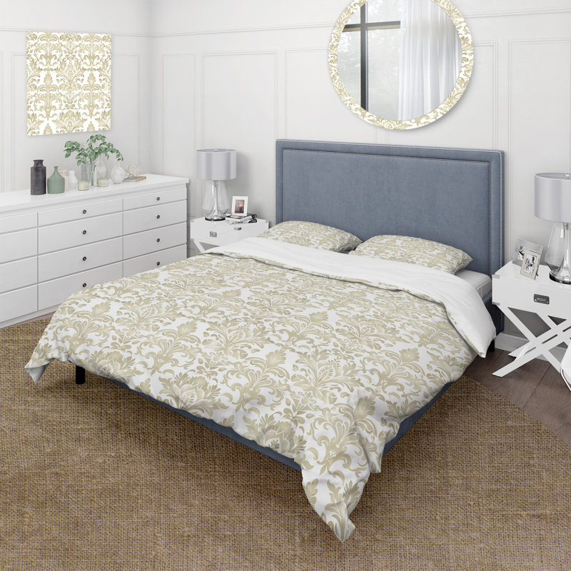 Ensemble de housse de couette Beige Classic Damask Bliss II - Traditional, King Duvet Cover + 2 King Shams