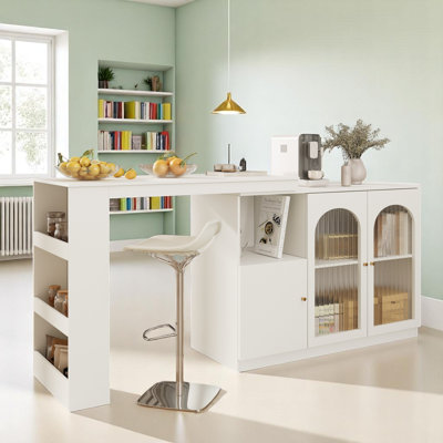 360° Rotation Bar Table With Doors And Shelves