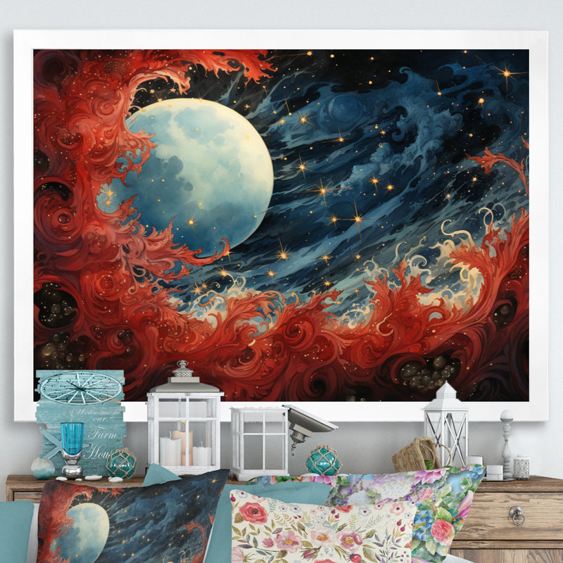 «Red Blue Blue Universal Wonders» sur impression sur toile, H 12 po x l 20 po x P 1 po, Cadre photo blanc