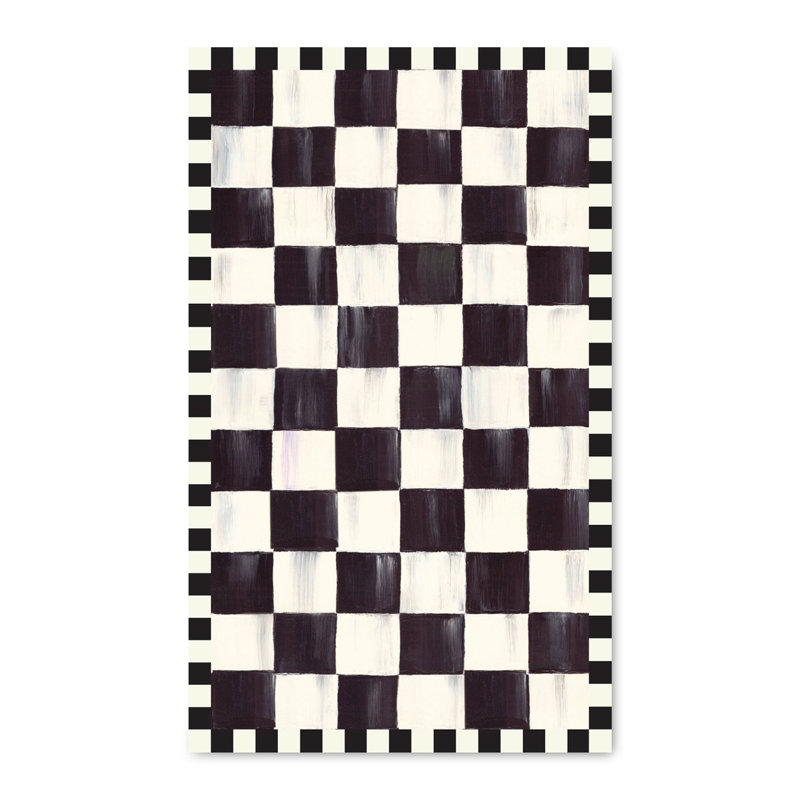 Courtly Checkered Washable Rug, Rectangle 3' x 5'