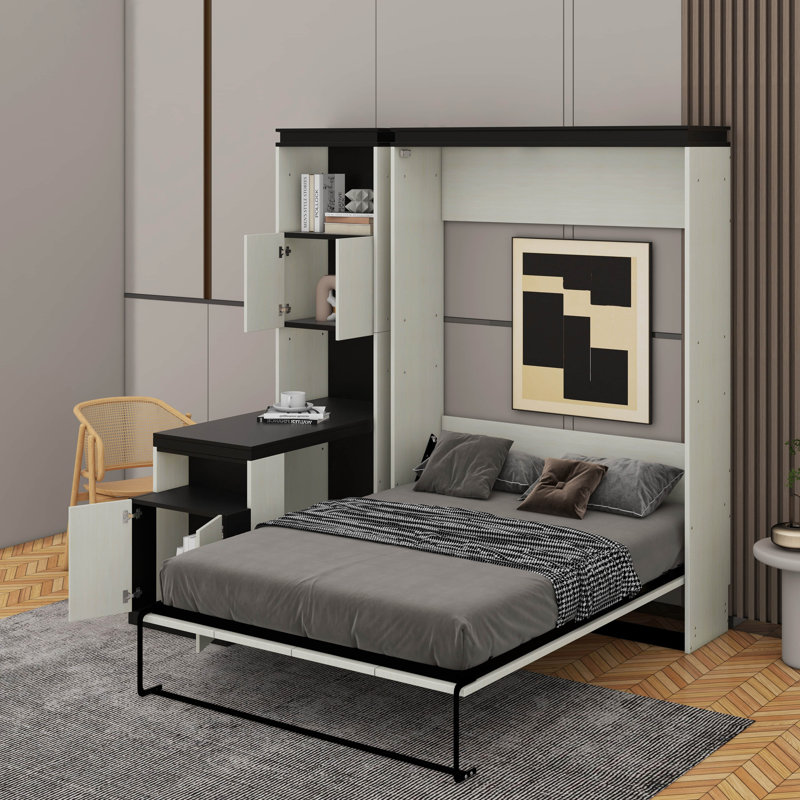 Lit escamotable double avec bureau et armoires