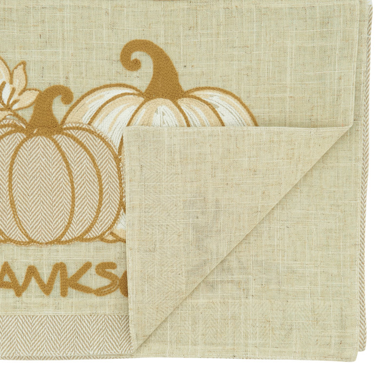 Beige Thanksgiving Pumpkins Cotton Polyester Table Runner