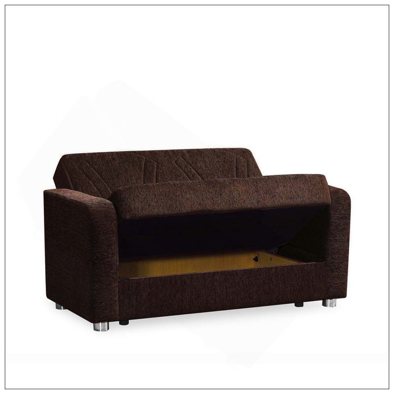 Causeuse convertible rembourrée avec rangement, Marron foncé