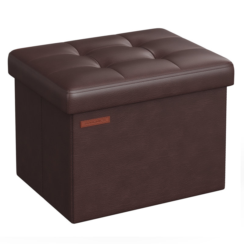 40cm Wide Tufted Rectangle Solid Colour Standard Ottoman with Storage, Chestnut Brown
