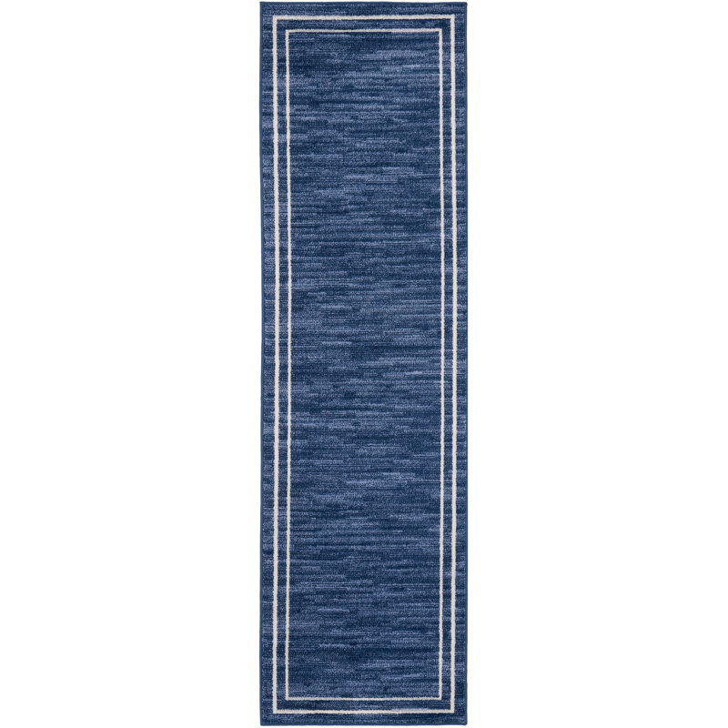 Lucretia Abstract Machine Woven Chenille Indoor/Outdoor Area Rug in Blue, Runner 2' x 4'