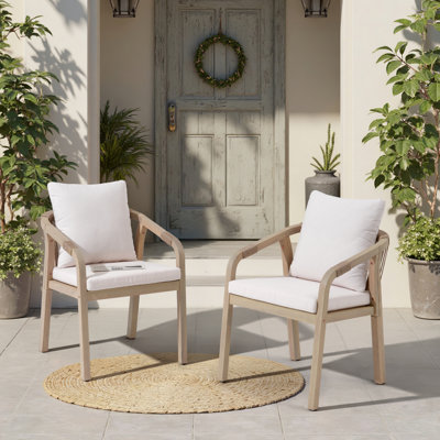 Marinee Acacia Wood Outdoor Dining Chair With Cushions by George Oliver