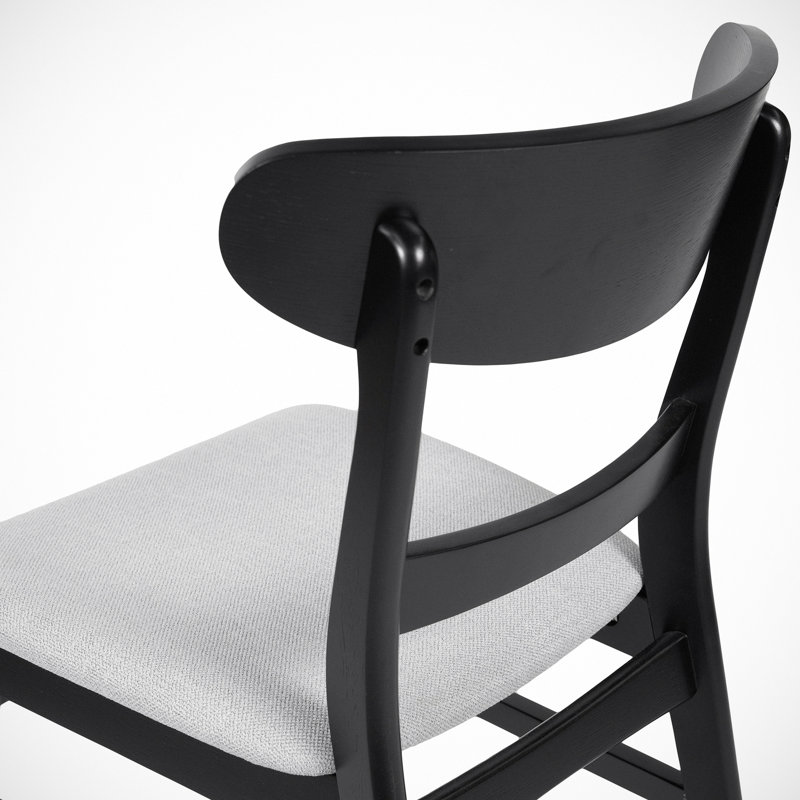 Lou Rubber Wood Dining Chairs, Light Grey, Black