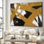 Impression d'art moderne encadré moderne abstrait noir et or coup de pinceau (assemblage de cadre requis)-105504117